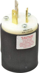 Hubbell Wiring Device-Kellems - 125/250 VAC, 20 Amp, 10-20P NEMA, Straight, Ungrounded, Commercial, Industrial Grade Plug - 3 Pole, 3 Wire, 1 Phase, 2 hp, Nylon, Black, White - Americas Industrial Supply