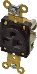 Hubbell Wiring Device-Kellems - 250 VAC, 20 Amp, 6-20R NEMA Configuration, Brown, Specification Grade, Self Grounding Single Receptacle - 1 Phase, 2 Poles, 3 Wire, Flush Mount - Americas Industrial Supply