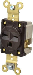 Hubbell Wiring Device-Kellems - 250 VAC, 15 Amp, 6-15R NEMA Configuration, Brown, Specification Grade, Self Grounding Single Receptacle - 1 Phase, 2 Poles, 3 Wire, Flush Mount - Americas Industrial Supply