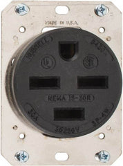 Hubbell Wiring Device-Kellems - 250 VAC, 30 Amp, 15-30R NEMA Configuration, Brown, Industrial Grade, Self Grounding Single Receptacle - 3 Phase, 3 Poles, 4 Wire, Flush Mount - Americas Industrial Supply