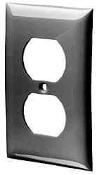 Hubbell Wiring Device-Kellems - 1 Gang, 4-1/2 Inch Long x 2.78 Inch Wide, Standard Outlet Wall Plate - Duplex Outlet, Metallic, Stainless Steel - Americas Industrial Supply