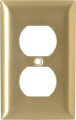 Hubbell Wiring Device-Kellems - 1 Gang, 4-1/2 Inch Long x 2.78 Inch Wide, Standard Outlet Wall Plate - Duplex Outlet, Brass, Brass - Americas Industrial Supply