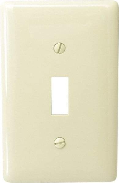 Hubbell Wiring Device-Kellems - 1 Gang, 4-1/2 Inch Long x 2.78 Inch Wide, Standard Switch Plate - Toggle Switch, Ivory, Nylon - Americas Industrial Supply