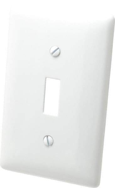 Hubbell Wiring Device-Kellems - 1 Gang, 4-1/2 Inch Long x 2.78 Inch Wide, Standard Switch Plate - Toggle Switch, White, Nylon - Americas Industrial Supply