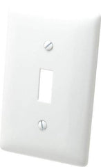 Hubbell Wiring Device-Kellems - 1 Gang, 4-1/2 Inch Long x 2.78 Inch Wide, Standard Switch Plate - Toggle Switch, White, Nylon - Americas Industrial Supply