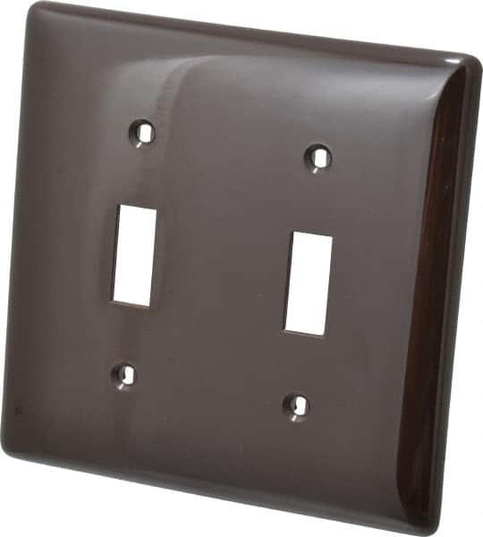 Hubbell Wiring Device-Kellems - 2 Gang, 4-1/2 Inch Long x 4.6 Inch Wide, Standard Switch Plate - Toggle Switch, Brown, Nylon - Americas Industrial Supply