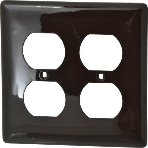 Hubbell Wiring Device-Kellems - 2 Gang, 4-1/2 Inch Long x 4.6 Inch Wide, Standard Outlet Wall Plate - Duplex Outlet, Brown, Nylon - Americas Industrial Supply