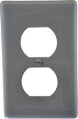 Hubbell Wiring Device-Kellems - 1 Gang, 4-1/2 Inch Long x 2.78 Inch Wide, Standard Outlet Wall Plate - Duplex Outlet, Gray, Nylon - Americas Industrial Supply