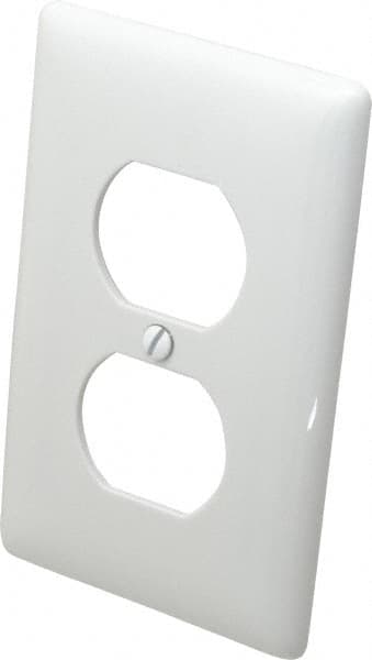 Hubbell Wiring Device-Kellems - 1 Gang, 4-1/2 Inch Long x 2.78 Inch Wide, Standard Outlet Wall Plate - Duplex Outlet, White, Nylon - Americas Industrial Supply