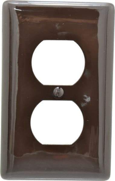 Hubbell Wiring Device-Kellems - 1 Gang, 4-1/2 Inch Long x 2.78 Inch Wide, Standard Outlet Wall Plate - Duplex Outlet, Brown, Nylon - Americas Industrial Supply