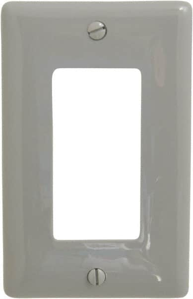 Hubbell Wiring Device-Kellems - 1 Gang, 4-1/2 Inch Long x 2.87 Inch Wide, Standard Outlet Wall Plate - Single Outlet, Gray, Nylon - Americas Industrial Supply