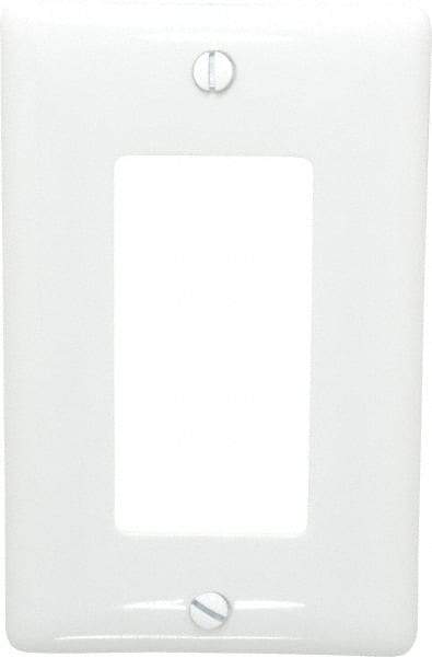 Hubbell Wiring Device-Kellems - 1 Gang, 4-1/2 Inch Long x 2.78 Inch Wide, Standard Outlet Wall Plate - GFCI/Surge Receptacle, White, Nylon - Americas Industrial Supply