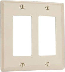 Hubbell Wiring Device-Kellems - 2 Gang, 4-1/2 Inch Long x 4.6 Inch Wide, Standard Outlet Wall Plate - GFCI/Surge Receptacle, Ivory, Nylon - Americas Industrial Supply