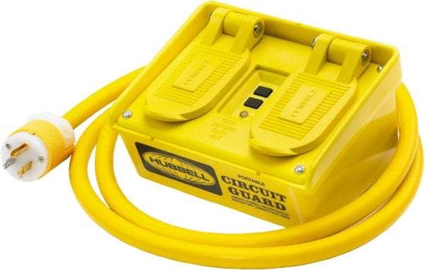 Hubbell Wiring Device-Kellems - 4 Outlet, 120 Volt, 15 Amp Rating, 4 to 6mA Max Surge, Floor, Industrial GFCI - 6 Ft. Cord Length, 5-15R NEMA Configuration, Plastic Housing - Americas Industrial Supply