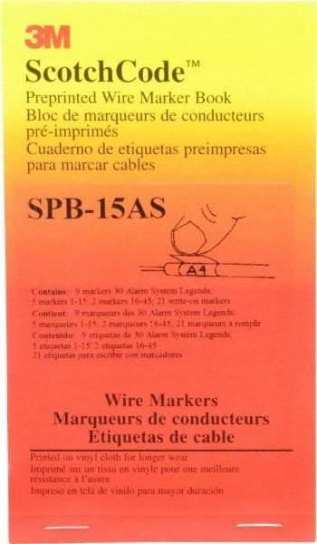 3M - 426 Label, 1.37 Inch Long x 0.22 Inch Wide x 1/4mm Thick, Alphanumeric, Electrical Vinyl Film Book - Black Legend, White Background, 39.2 to 100.4°F, Self Adhesive - Americas Industrial Supply