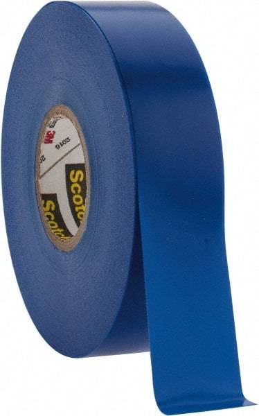 3M - 3/4" x 66', Blue Vinyl Electrical Tape - Series 35, 7 mil Thick, 1,250 V/mil Dielectric Strength, 17 Lb./Inch Tensile Strength - Americas Industrial Supply