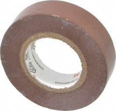 3M - 1/2" x 20', Brown Vinyl Electrical Tape - Series 35, 7 mil Thick, 1,250 V/mil Dielectric Strength, 17 Lb./Inch Tensile Strength - Americas Industrial Supply