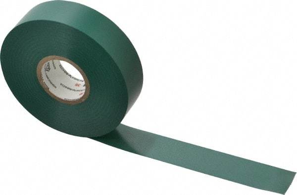 3M - 3/4" x 66', Green Vinyl Electrical Tape - Series 35, 7 mil Thick, 1,250 V/mil Dielectric Strength, 17 Lb./Inch Tensile Strength - Americas Industrial Supply