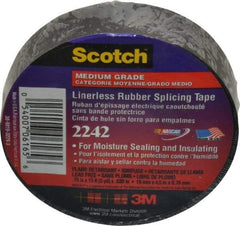 3M - 3/4" x 15', Black Rubber Electrical Tape - Series 2242, 30 mil Thick, 750 V/mil Dielectric Strength, 7.5 Lb./Inch Tensile Strength - Americas Industrial Supply