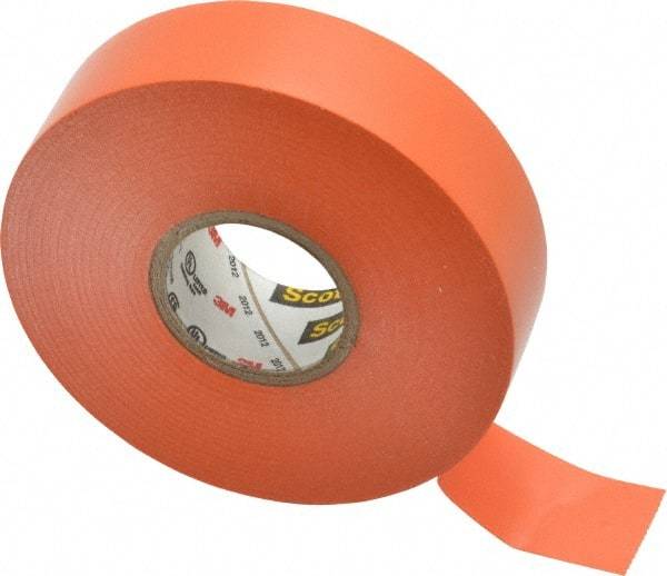 3M - 3/4" x 66', Orange Vinyl Electrical Tape - Series 35, 7 mil Thick, 1,250 V/mil Dielectric Strength, 17 Lb./Inch Tensile Strength - Americas Industrial Supply