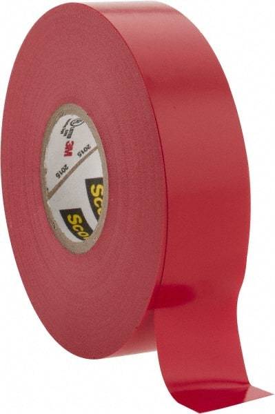 3M - 3/4" x 66', Red Vinyl Electrical Tape - Series 35, 7 mil Thick, 1,250 V/mil Dielectric Strength, 17 Lb./Inch Tensile Strength - Americas Industrial Supply