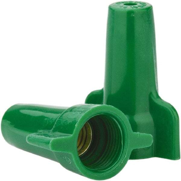 Ideal - 2, 14 to 4, 12 AWG, 600 Volt, Flame Retardant, Wing Twist on Wire Connector - Green, 221°F - Americas Industrial Supply