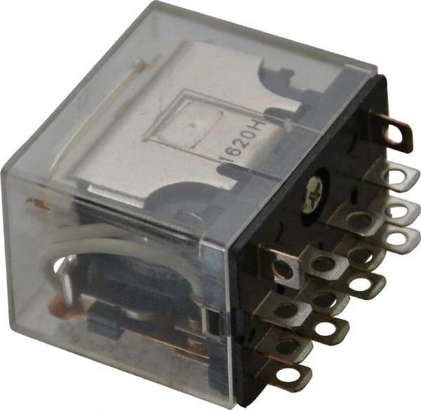 Omron - 14 Pins, 1.95 to 2.5 VA Power Rating, Square Electromechanical Plug-in & Solder General Purpose Relay - 10 Amp at 110 Amp VAC, 4PDT, 24 VAC, 41.5mm Wide x 36mm High x 28mm Deep - Americas Industrial Supply