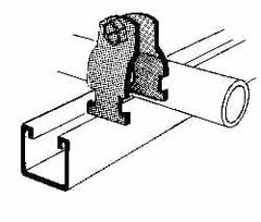 Thomas & Betts - 1-7/8" Pipe, 12 Gauge" Pipe or Tube Clamp - Gold Galvanized, 1,000 Lb Capacity - Americas Industrial Supply