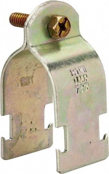 Thomas & Betts - 1-3/8" Pipe, 14 Gauge" Pipe or Tube Clamp - Gold Galvanized, 1,000 Lb Capacity - Americas Industrial Supply