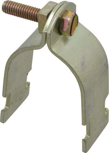 Thomas & Betts - 1-1/2" Pipe, 12 Gauge" Pipe or Conduit Clamp - Gold Galvanized, Rigid & IMC Conduit - Americas Industrial Supply