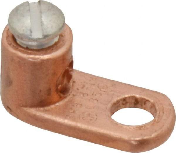 Thomas & Betts - 14-8 AWG Noninsulated Crimp Connection D Shaped Ring Terminal - 1/4" Stud, 13/16" OAL x 3/8" Wide, Tin Plated Copper Contact - Americas Industrial Supply