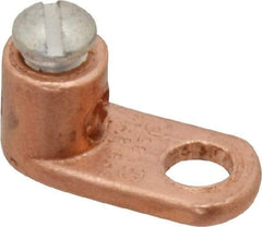 Thomas & Betts - 14-8 AWG Noninsulated Crimp Connection D Shaped Ring Terminal - 1/4" Stud, 13/16" OAL x 3/8" Wide, Tin Plated Copper Contact - Americas Industrial Supply