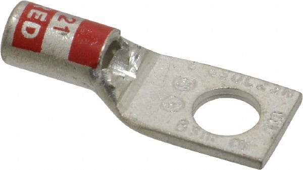 Thomas & Betts - 8 AWG Noninsulated Compression Connection Square Ring Terminal - 1/4" Stud, 1.2" OAL x 0.45" Wide, Tin Plated Copper Contact - Americas Industrial Supply