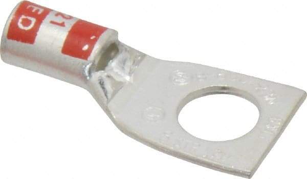 Thomas & Betts - 8 AWG Noninsulated Compression Connection Square Ring Terminal - 5/16" Stud, 1.33" OAL x 0.56" Wide, Tin Plated Copper Contact - Americas Industrial Supply