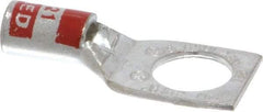 Thomas & Betts - 8 AWG Noninsulated Compression Connection Square Ring Terminal - 3/8" Stud, 1.33" OAL x 0.56" Wide, Tin Plated Copper Contact - Americas Industrial Supply