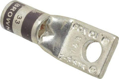 Thomas & Betts - 2 AWG Noninsulated Compression Connection Square Ring Terminal - 1/4" Stud, 1-1/2" OAL x 0.59" Wide, Tin Plated Copper Contact - Americas Industrial Supply