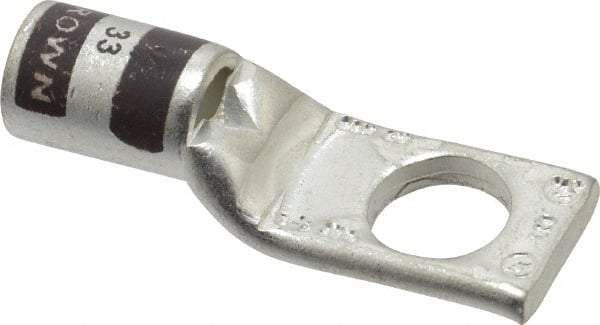 Thomas & Betts - 2 AWG Noninsulated Compression Connection Square Ring Terminal - 3/8" Stud, 1.65" OAL x 0.59" Wide, Tin Plated Copper Contact - Americas Industrial Supply