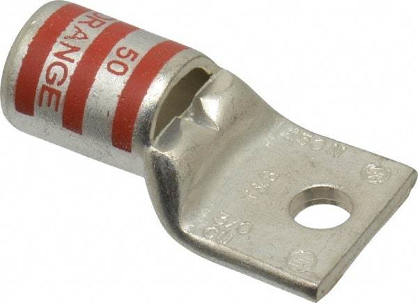 Thomas & Betts - 3/0 AWG Noninsulated Compression Connection Rectangle Ring Terminal - 1/4" Stud, 1-3/4" OAL x 0.92" Wide, Tin Plated Copper Contact - Americas Industrial Supply