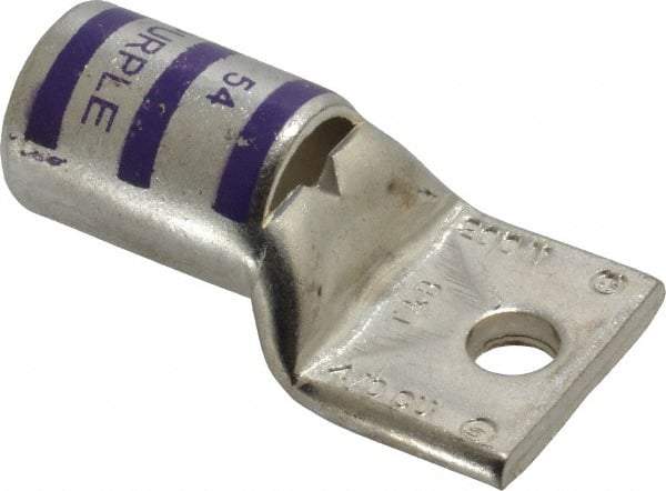 Thomas & Betts - 4/0 AWG Noninsulated Compression Connection Rectangle Ring Terminal - 1/4" Stud, 1.9" OAL x 1.03" Wide, Tin Plated Copper Contact - Americas Industrial Supply