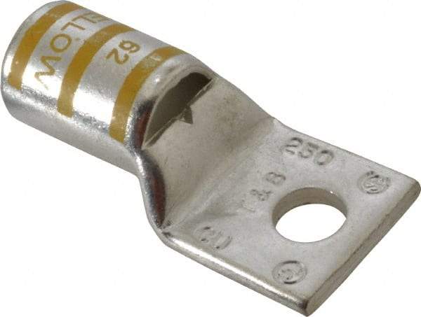 Thomas & Betts - 250 kcmil Wire Noninsulated Compression Connection Square Ring Terminal - 3/8" Stud, 2.28" OAL x 1.13" Wide, Tin Plated Copper Contact - Americas Industrial Supply