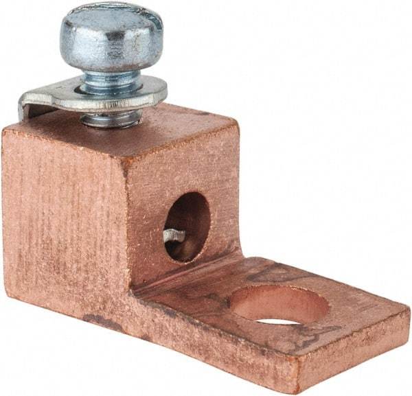 Thomas & Betts - 14-8 AWG Noninsulated Compression Connection Square Ring Terminal - 1/4" Stud, 1-1/8" OAL x 1/2" Wide, Copper Contact - Americas Industrial Supply