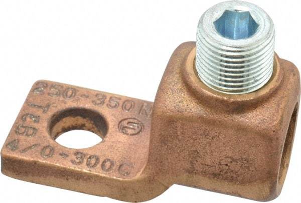 Thomas & Betts - 4/0 AWG Noninsulated Compression Connection Square Ring Terminal - 1/2" Stud, 2-3/4" OAL x 1-3/16" Wide, Copper Contact - Americas Industrial Supply