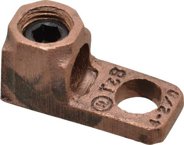 Thomas & Betts - 4-2/0 AWG Noninsulated Lug Connection D Shaped Ring Terminal - 3/8" Stud, 1-21/32" OAL x 23/32" Wide, Tin Plated Copper Contact - Americas Industrial Supply