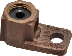 Thomas & Betts - 1 AWG Noninsulated Crimp Connection D Shaped Ring Terminal - 3/8" Stud, 2-1/32" OAL x 1" Wide, Copper Contact - Americas Industrial Supply