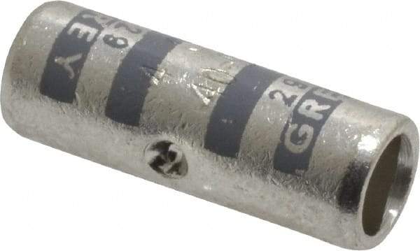 Thomas & Betts - 4 AWG Compatible, Noninsulated, Crimp-On Butt Splice Terminal - 2 Wire Entries, Copper Contacts, Tin Contact Plating, 1" OAL, Gray - Americas Industrial Supply