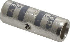 Thomas & Betts - 4 AWG Compatible, Noninsulated, Crimp-On Butt Splice Terminal - 2 Wire Entries, Copper Contacts, Tin Contact Plating, 1" OAL, Gray - Americas Industrial Supply