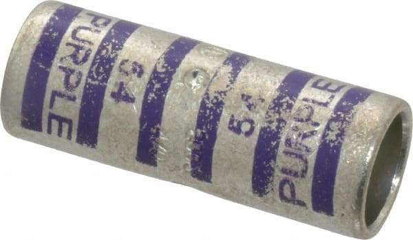 Thomas & Betts - 4/0 AWG Compatible, Noninsulated, Crimp-On Butt Splice Terminal - 2 Wire Entries, Copper Contacts, Tin Contact Plating, 1.88" OAL, Purple - Americas Industrial Supply