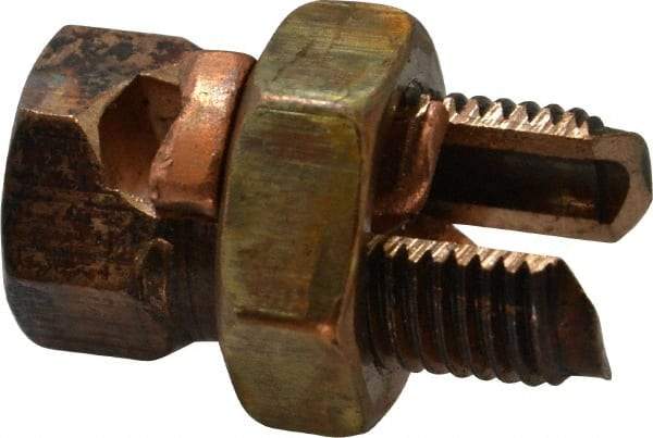 Thomas & Betts - 6 to 2 AWG, Copper Wire Compatible, Copper Alloy, Hex Split Bolt Connector - 1-1/4" OAL, 19/32" Head Width, 25/32" Base Width - Americas Industrial Supply