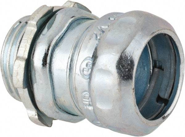 Thomas & Betts - 1/2" Trade, Steel Compression Straight EMT Conduit Connector - Noninsulated - Americas Industrial Supply