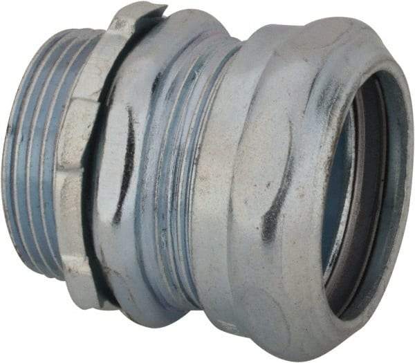 Thomas & Betts - 1-1/4" Trade, Steel Compression Straight EMT Conduit Connector - Noninsulated - Americas Industrial Supply